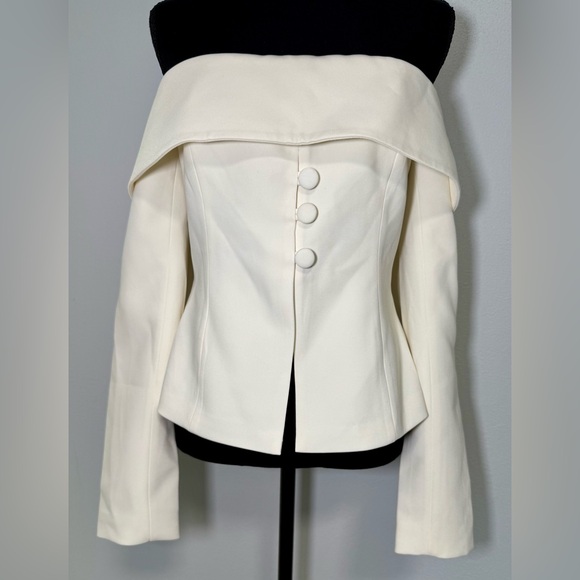 Meshki Elegant Off Shoulder top Jacket - Ivory Sz L new - Picture 6 of 12